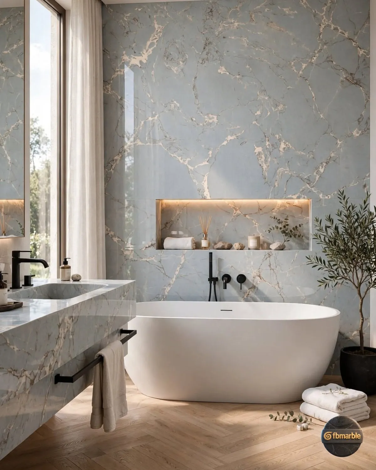 Ice Blue Quartz bathroom