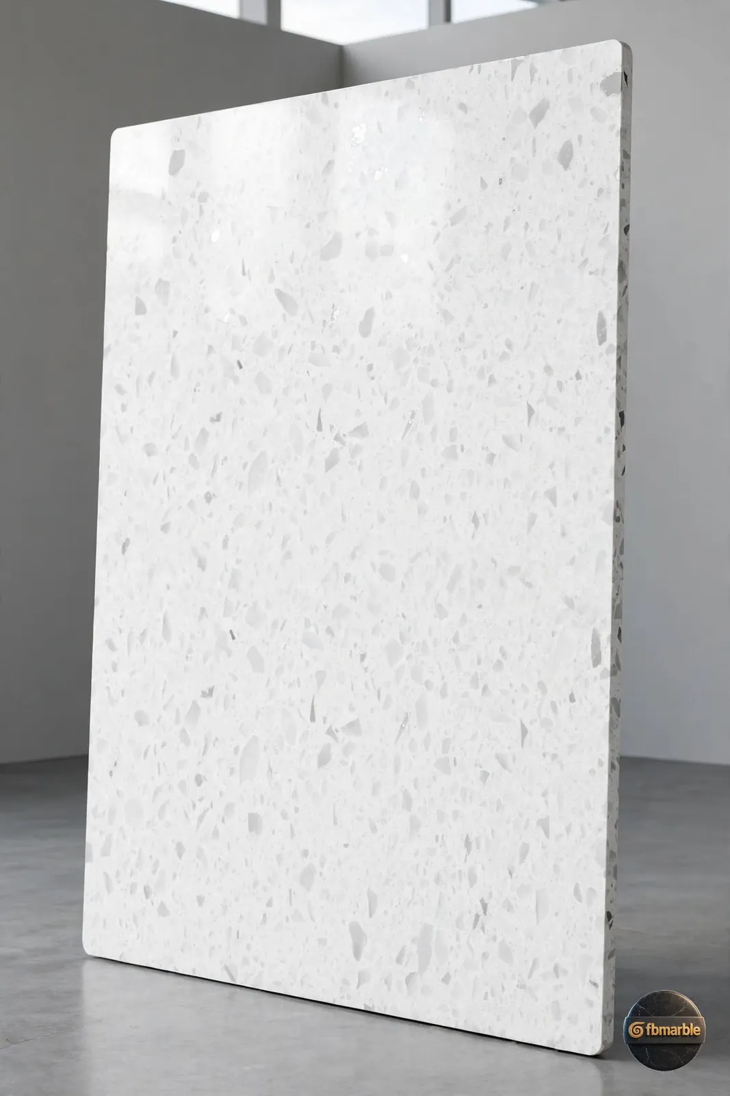 Ice White photo 3 – bright white quartz with fine grey speckle