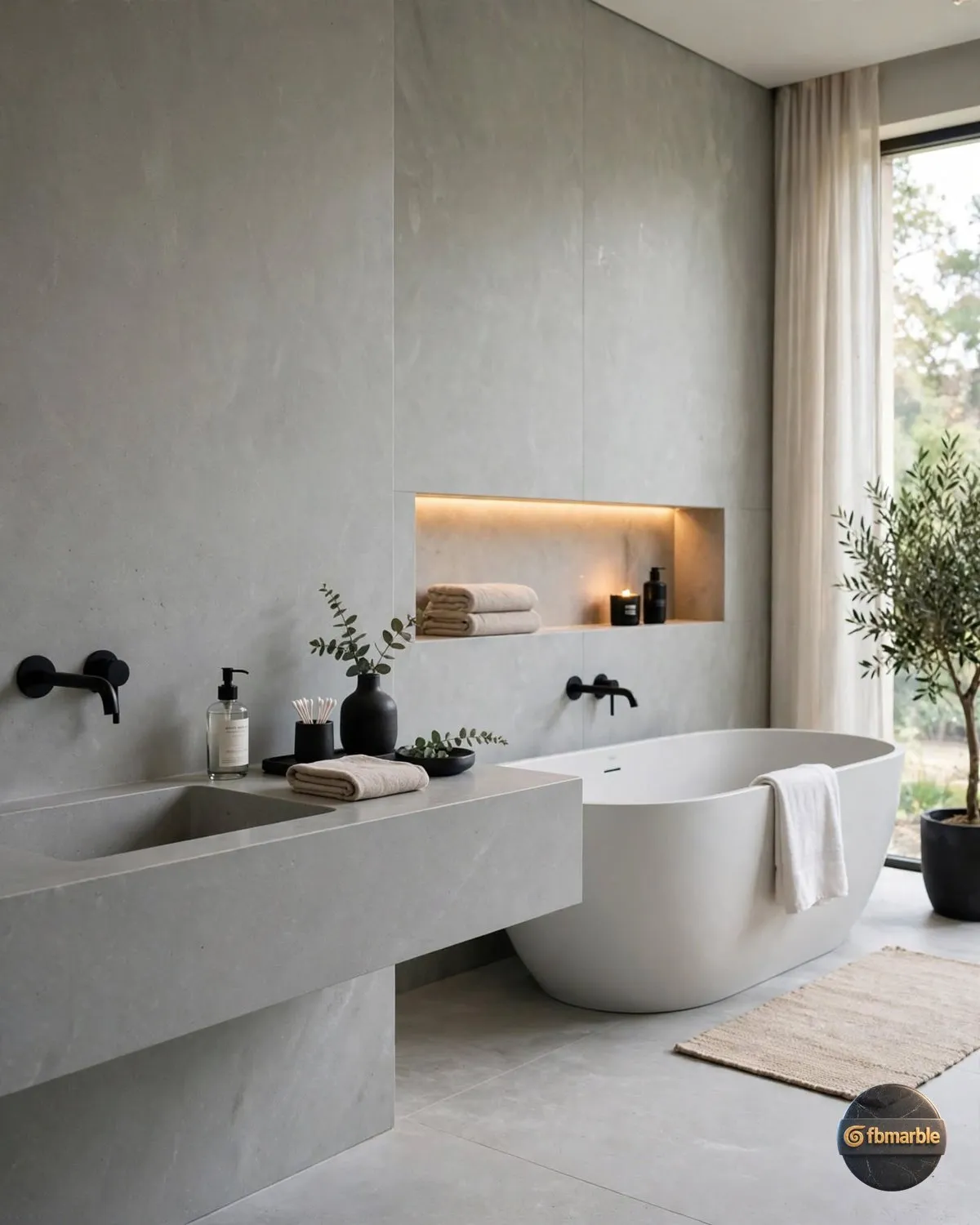 Milk White G.W Quartz bathroom