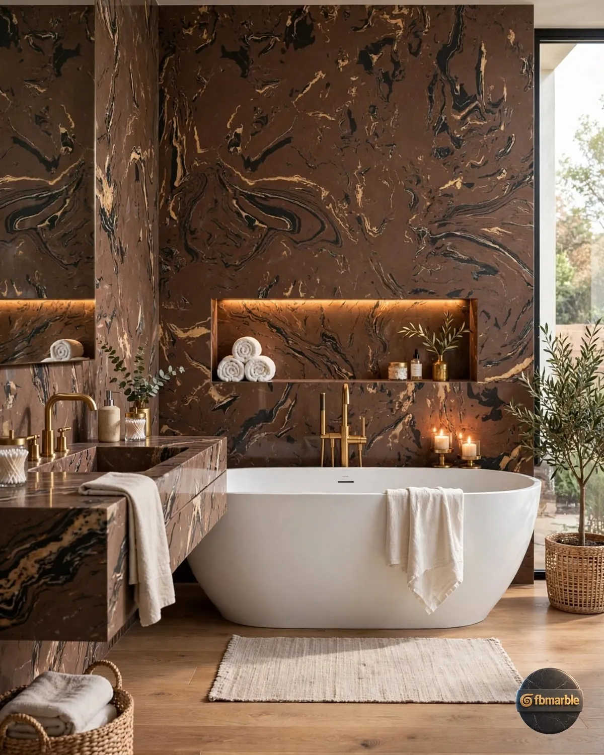 Mocha Coffee Quartz bathroom