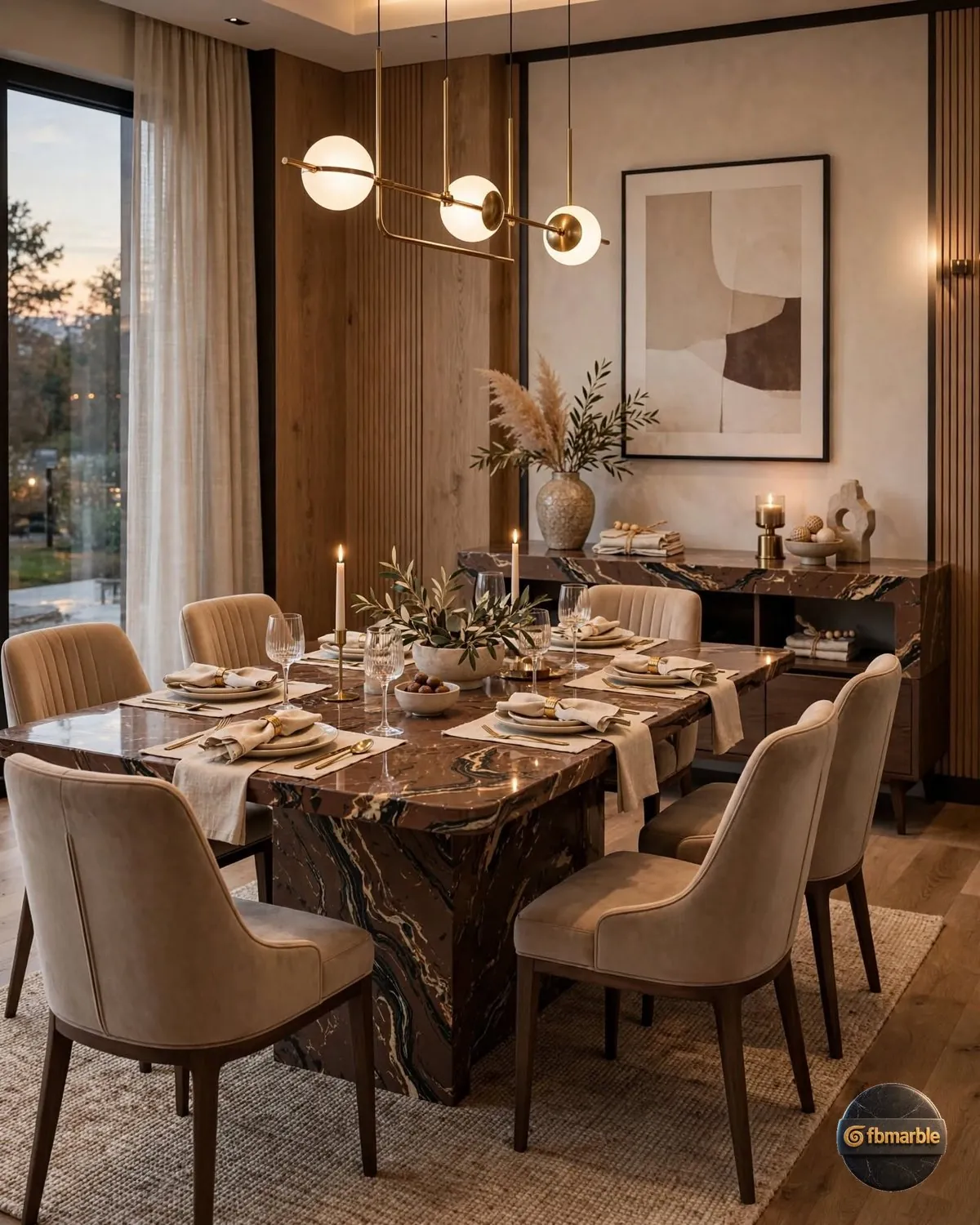 Mocha Coffee Quartz dining area