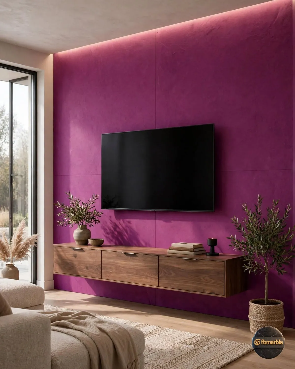 Morning Rose Quartz living room feature wall