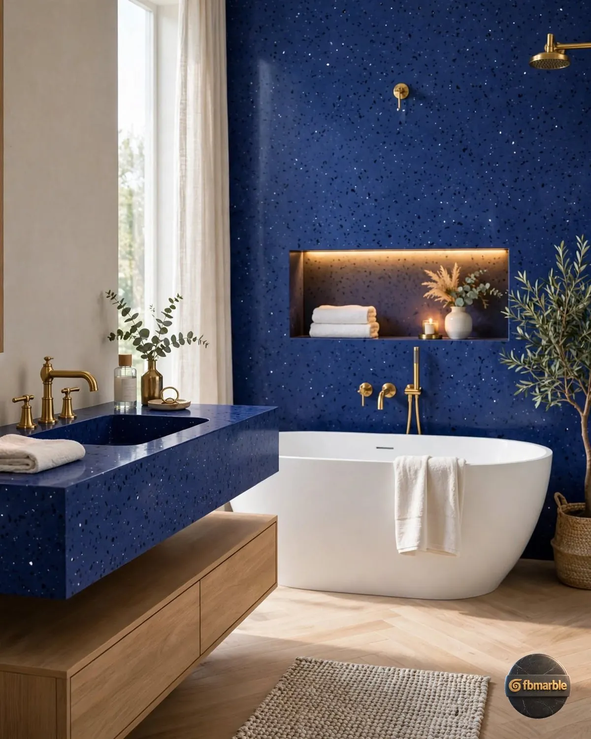 Navy Blue Quartz bathroom