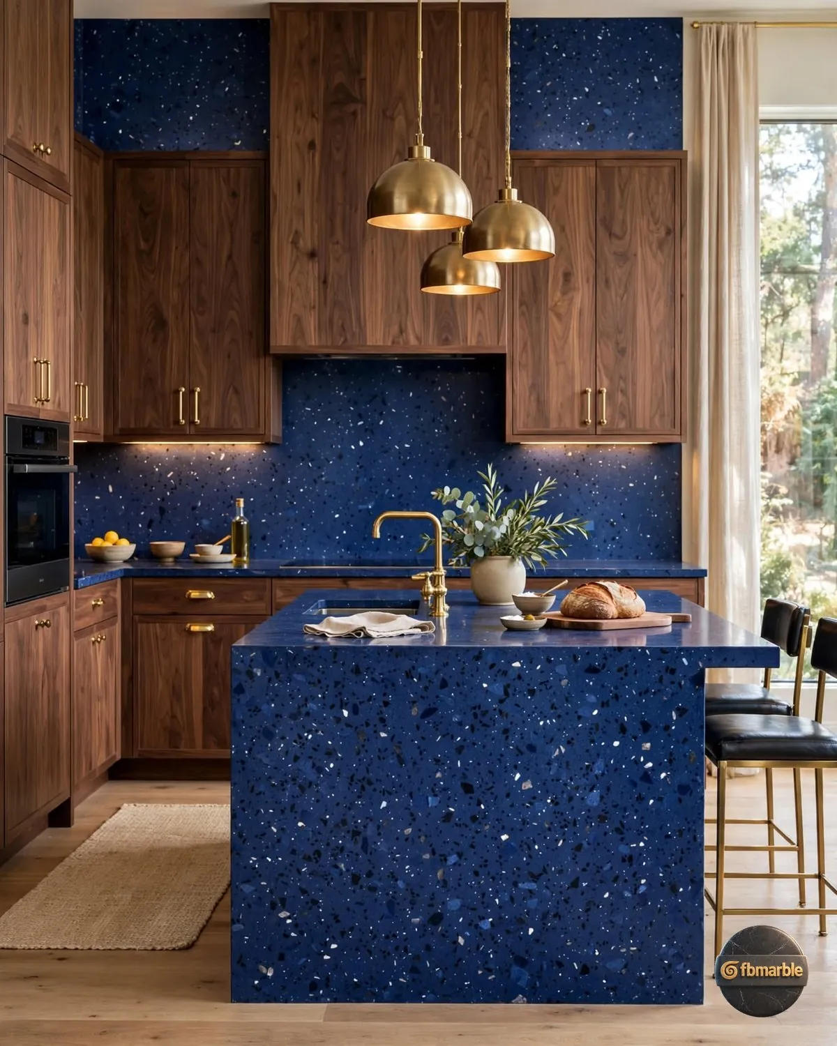 Navy Blue Quartz living room feature wall