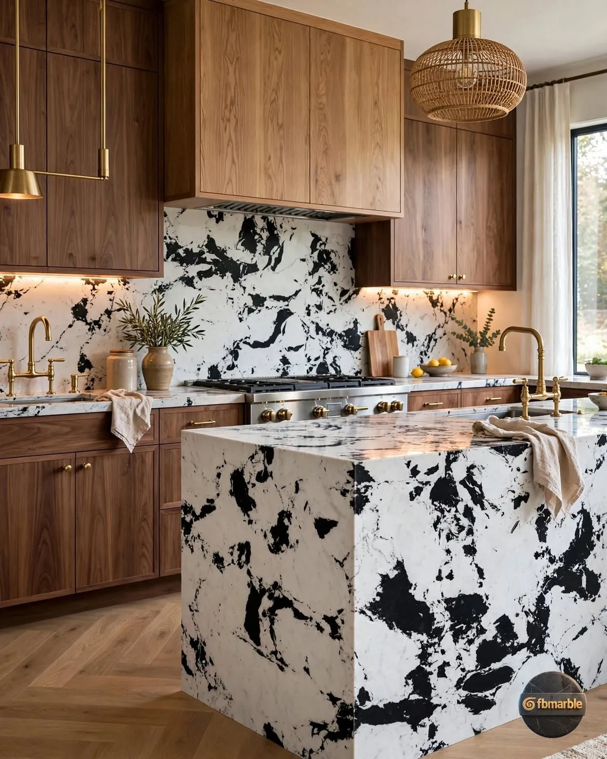 Panda Black Quartz kitchen