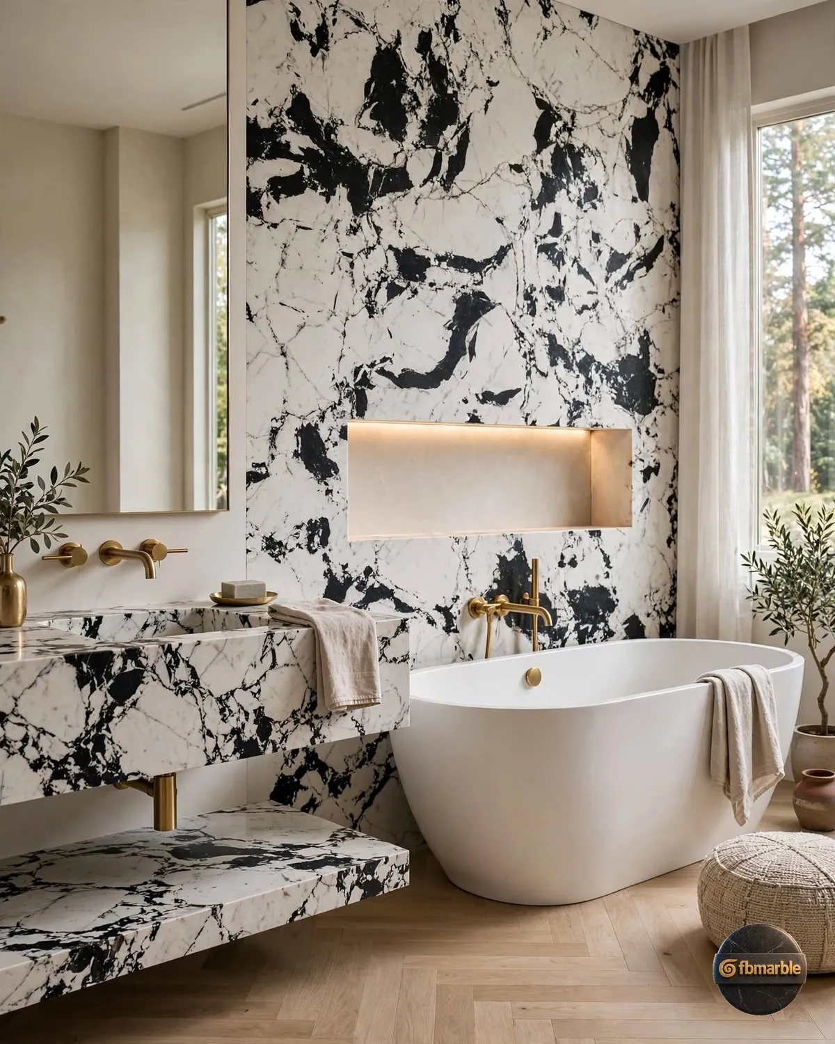 Panda Black Quartz bathroom