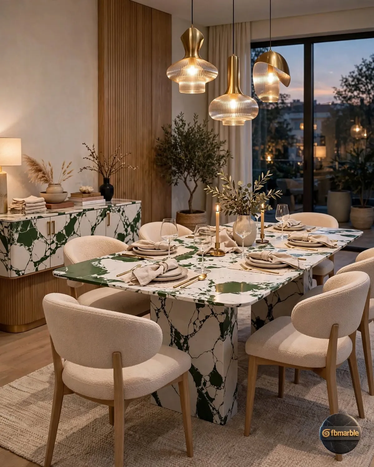 Panda Green Quartz dining area