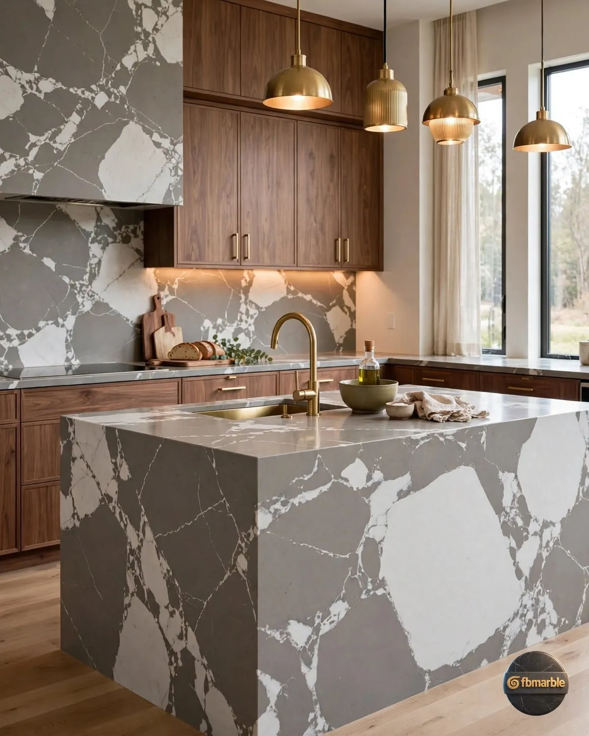 Panda Grey Quartz kitchen
