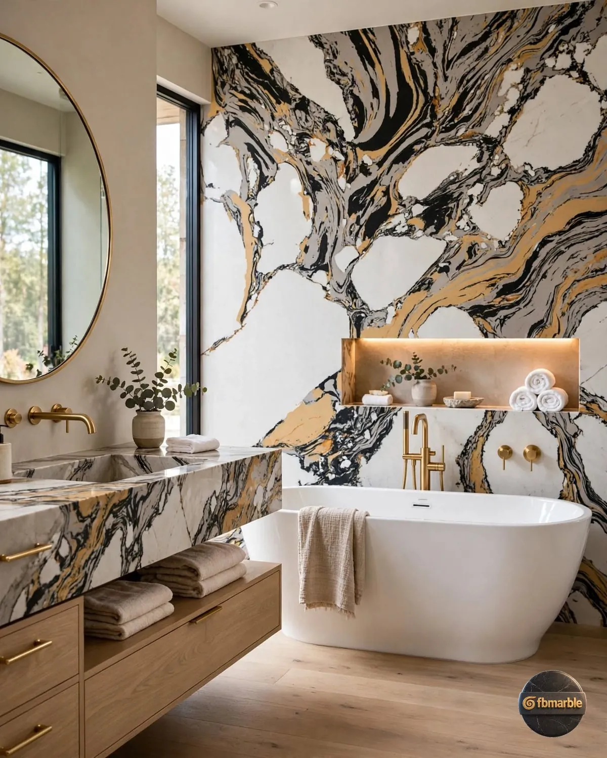 Panorama Gold Quartz living room feature wall