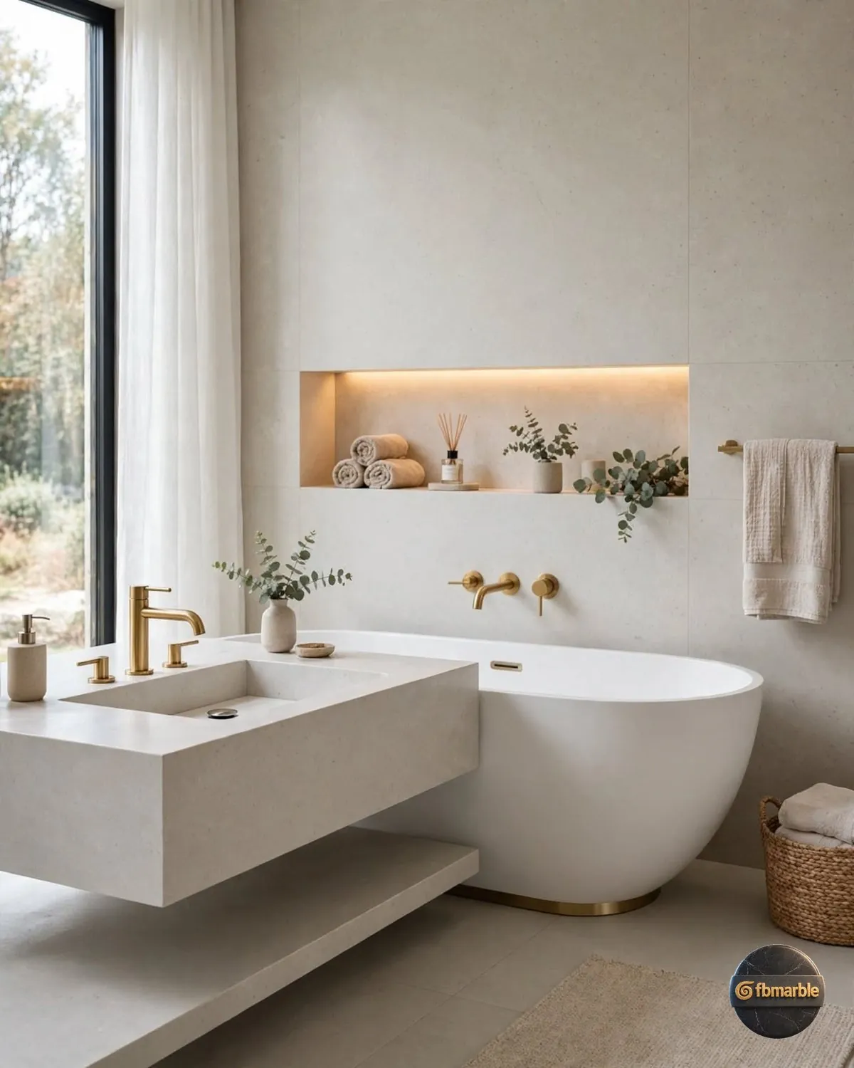 Pearl White Quartz bathroom