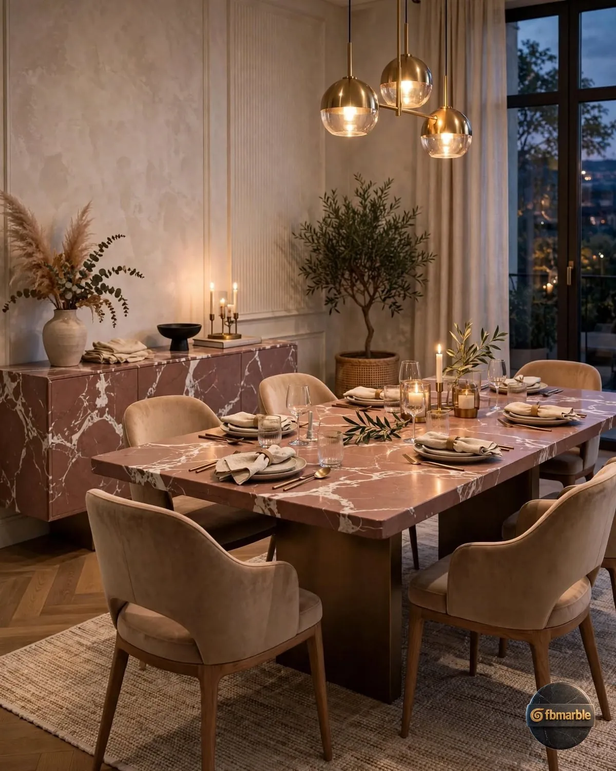 Rosso Alicante Quartz dining area