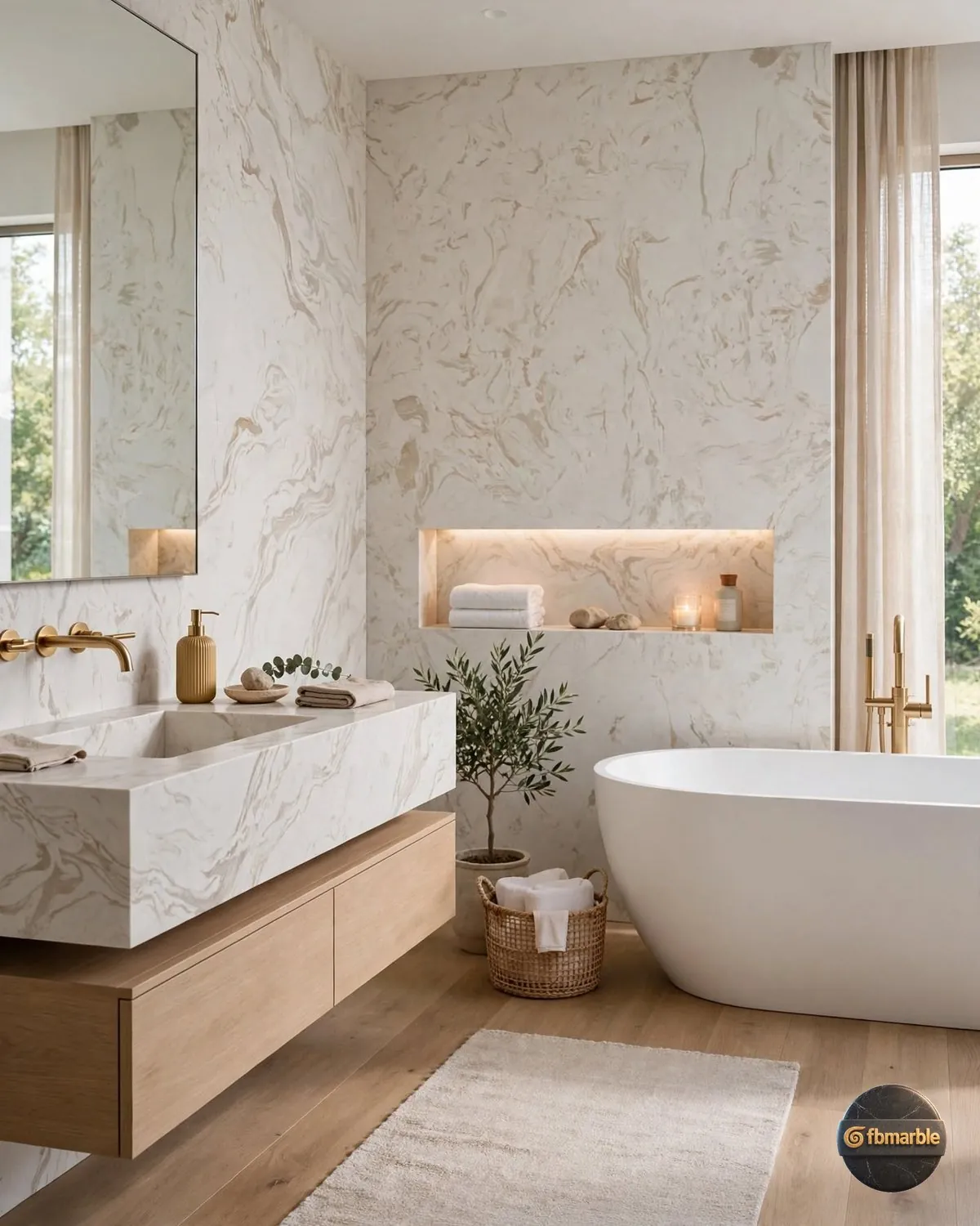 Royal Beige Quartz bathroom
