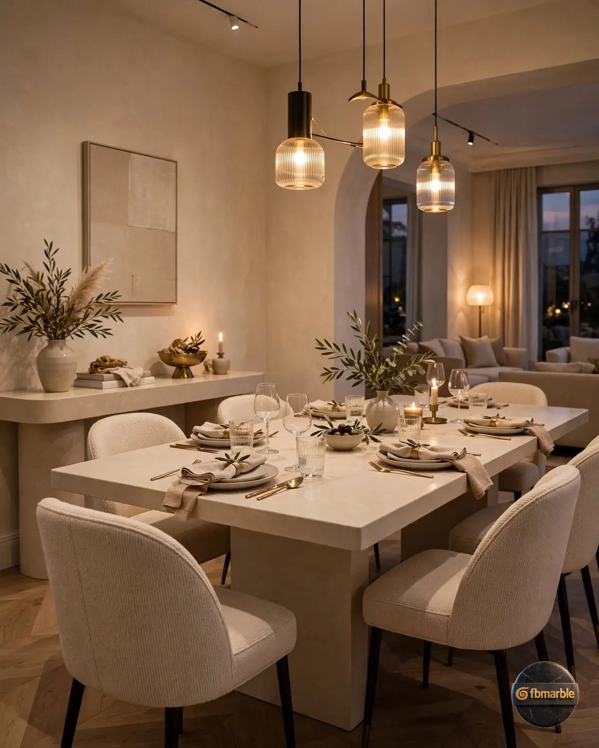 Royal Cream Quartz dining area