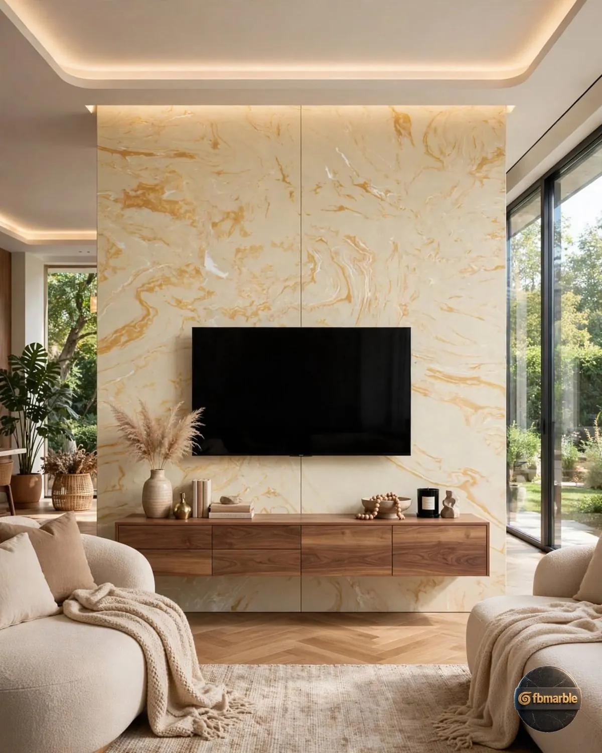 Royal Gold Quartz living room feature wall