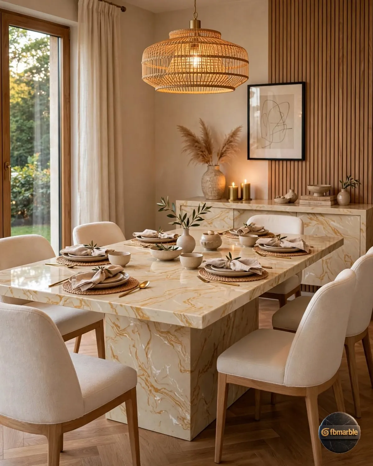 Royal Gold Quartz dining area