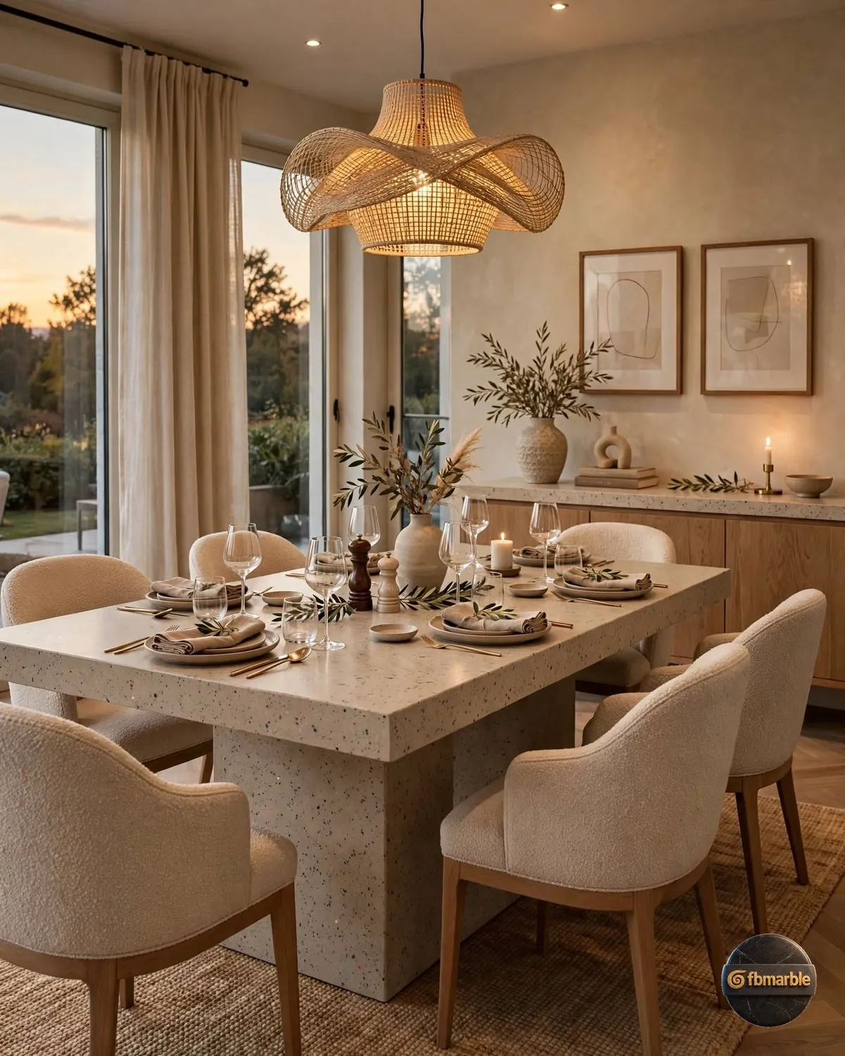 Sahara Beige Quartz dining area