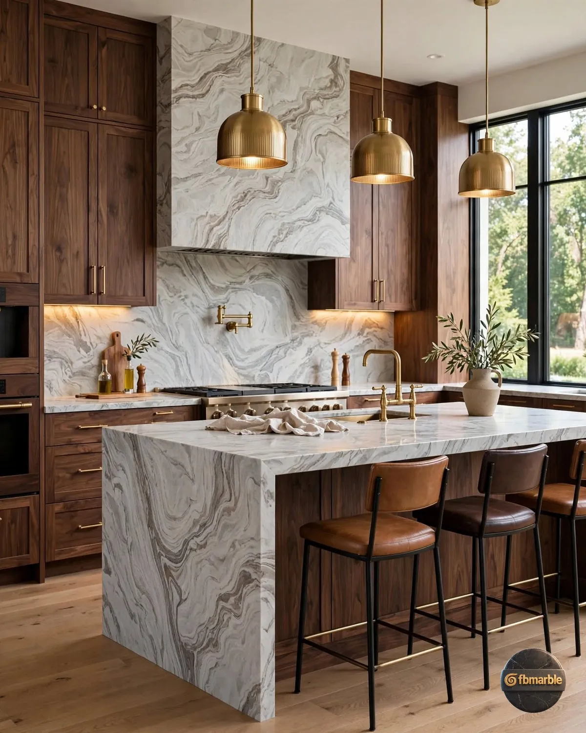 Silver Waves Quartz kitchen