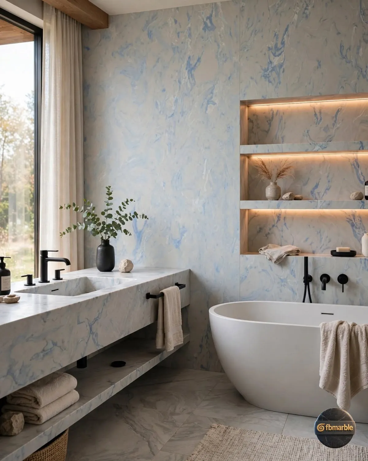 Sky Onyx Quartz bathroom