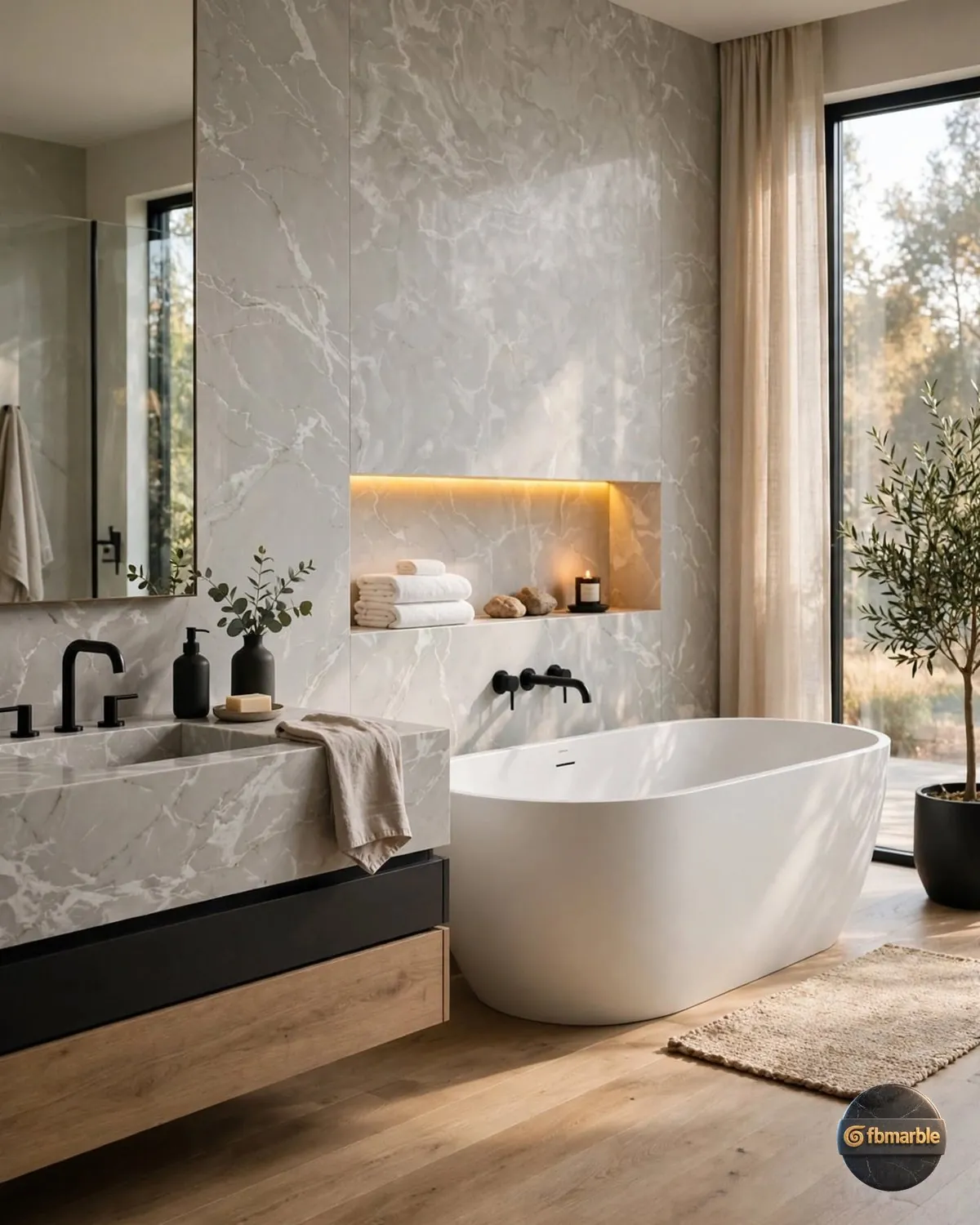 Snap White Quartz bathroom