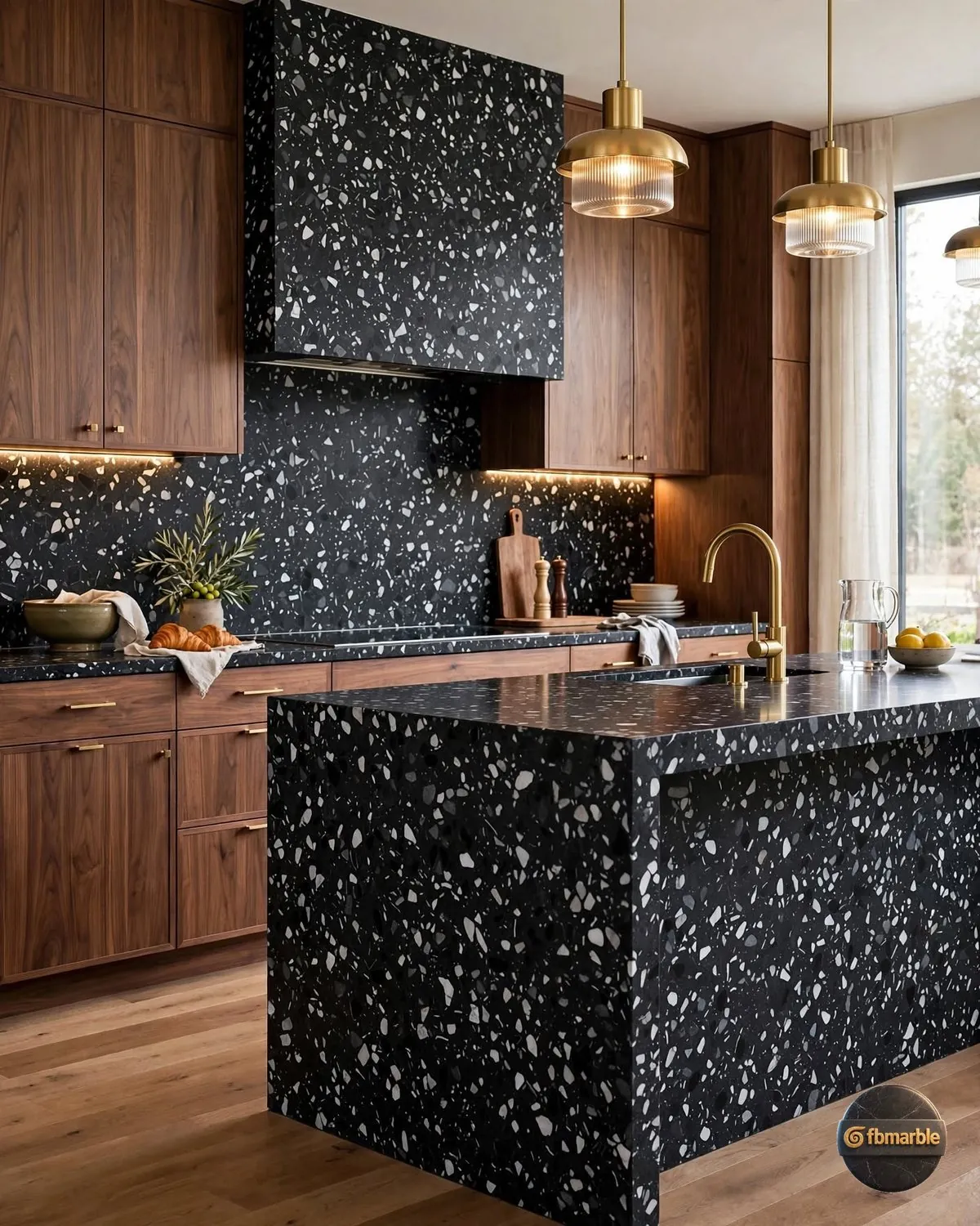 Snow Black Quartz kitchen
