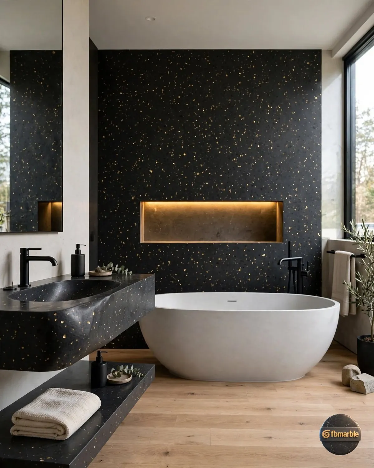 Sparkle Black Quartz bathroom