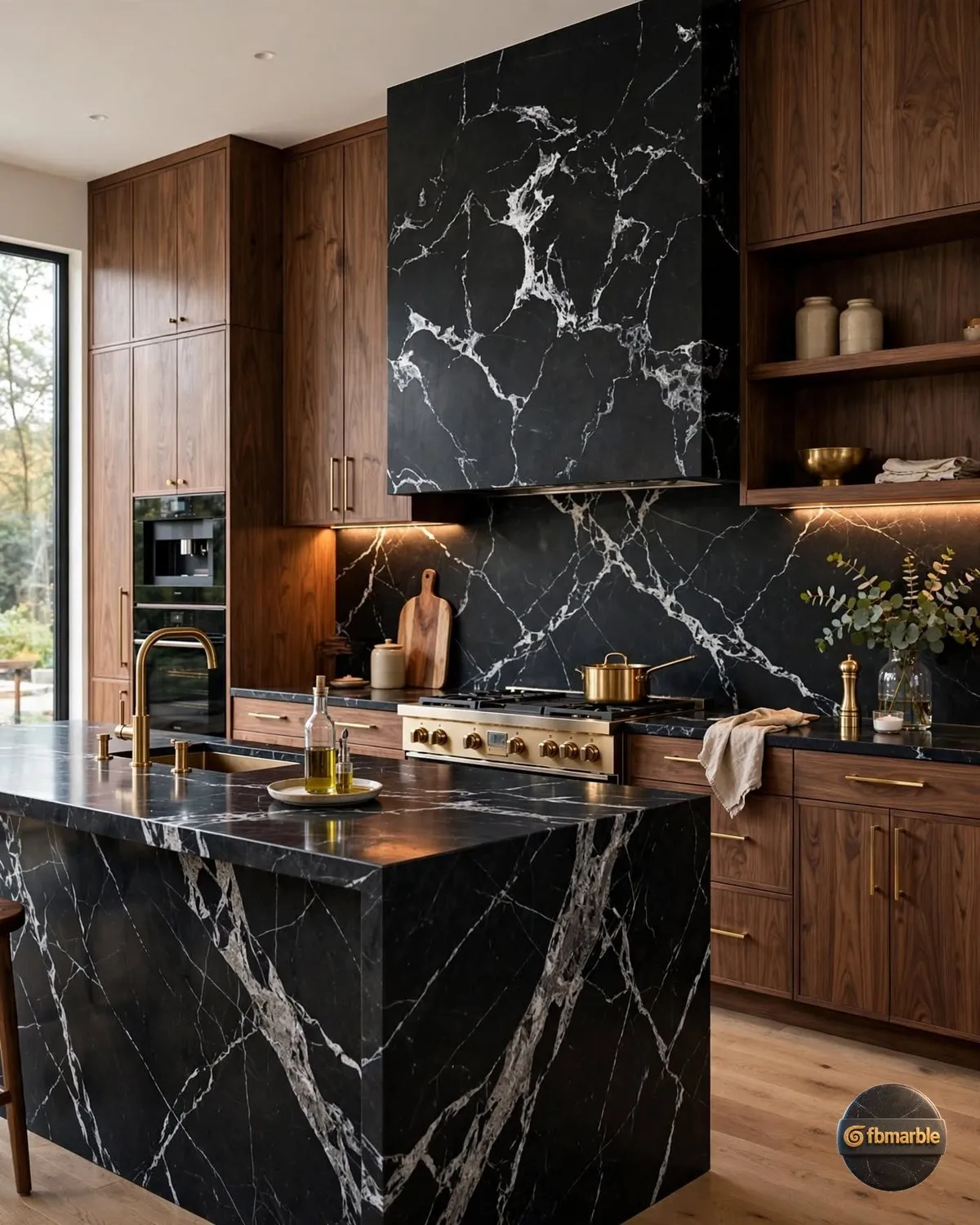Spider Black Quartz living room feature wall
