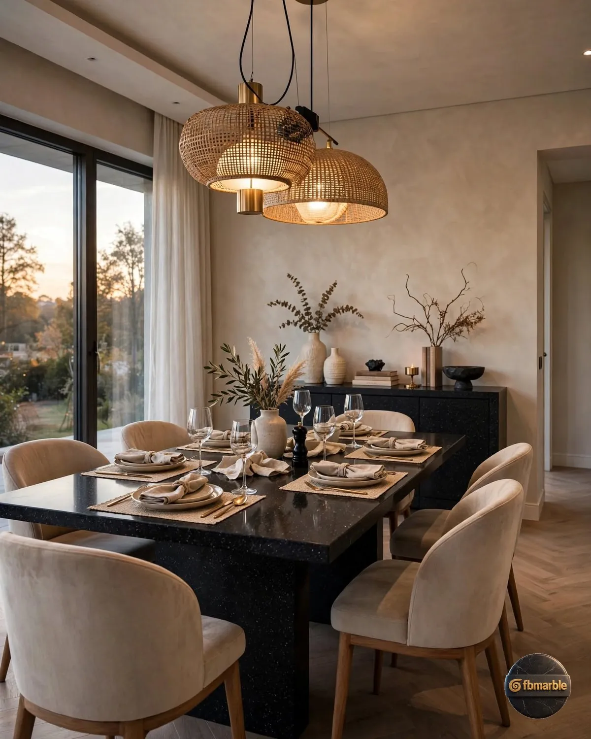 Starry Black Quartz dining area