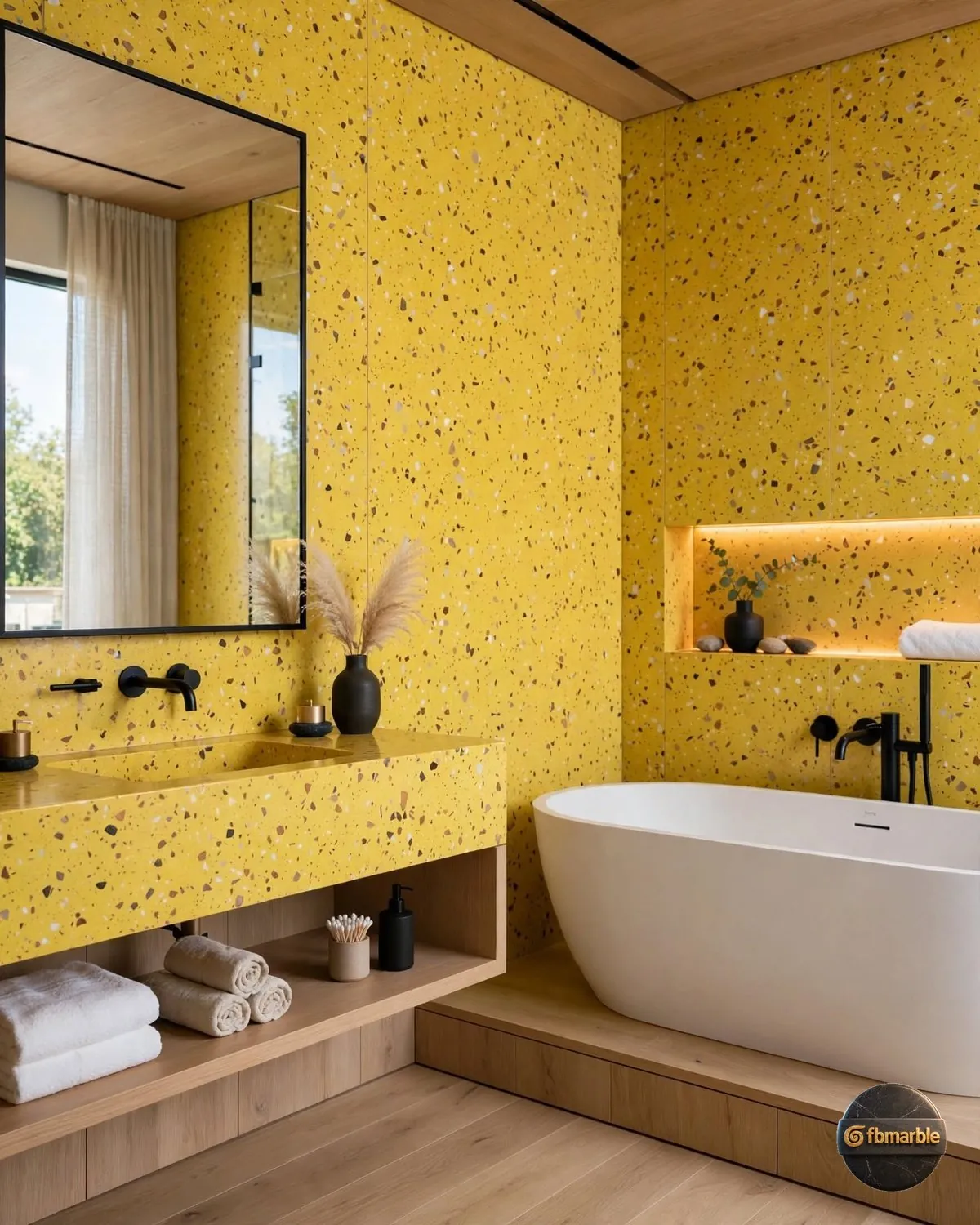 Sunrise Yellow Quartz bathroom