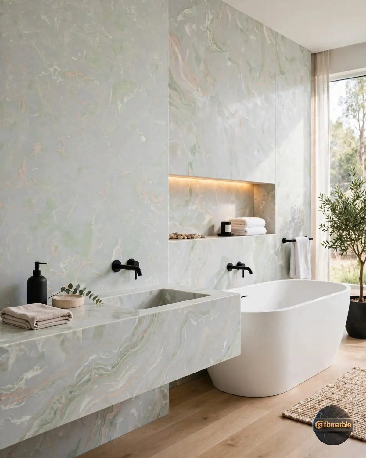 Venus Cream Quartz bathroom