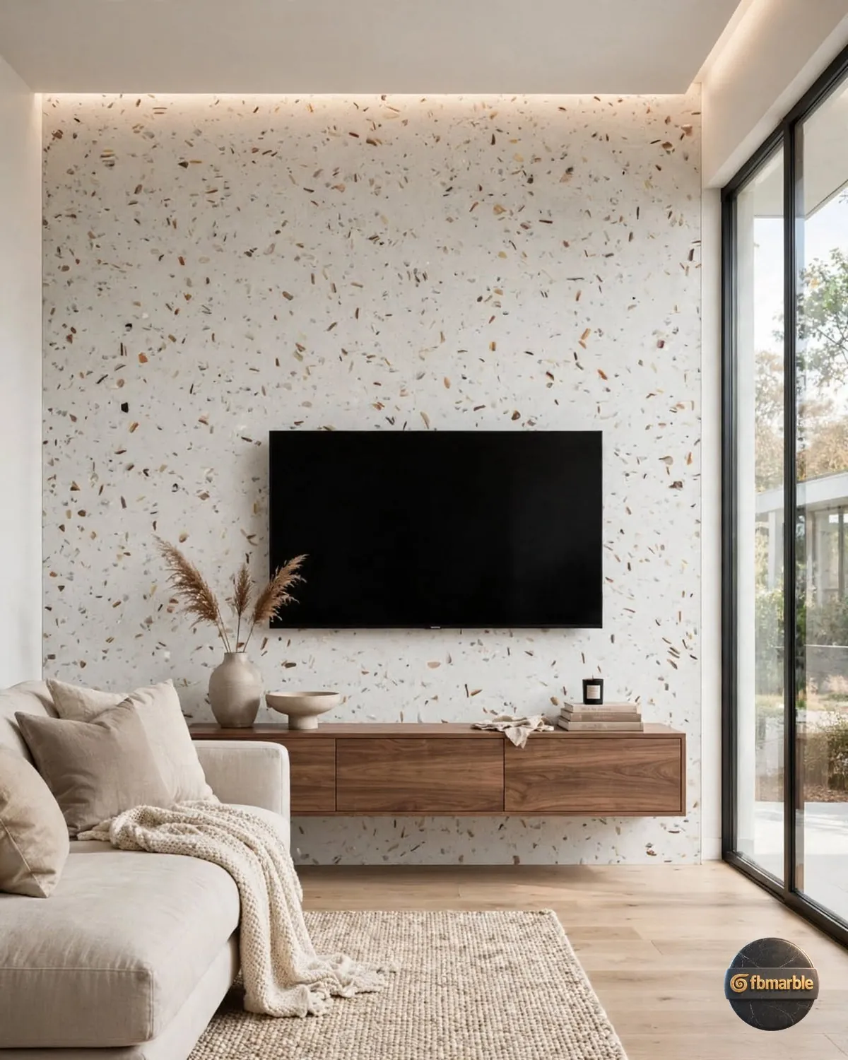 Water Jet Quartz living room feature wall