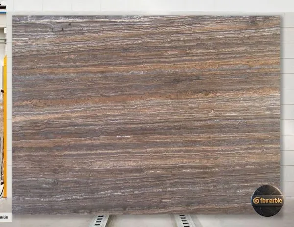 Brown Travertine photo 4 – chocolate-brown vein-cut travertine with dark striations