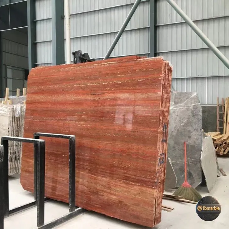 Red Travertine photo 6 – red vein-cut travertine with orange striations